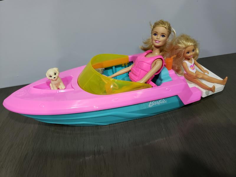 Barbie boat with puppy shop