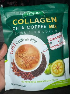 FITGUM 20X Collagen Chia Coffee, 11 in 1 Shape Coffee Mix