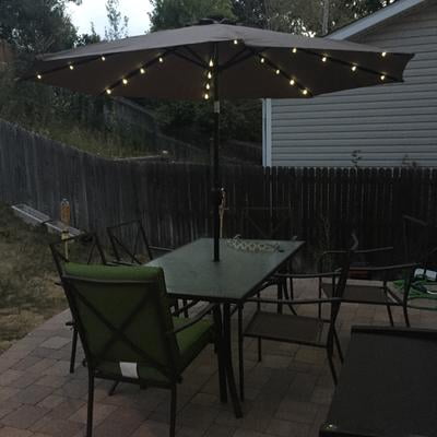 Deluxe Solar Powered Led Lighted Patio Umbrella 9 By Trademark Innovations Aqua Walmart Com Walmart Com