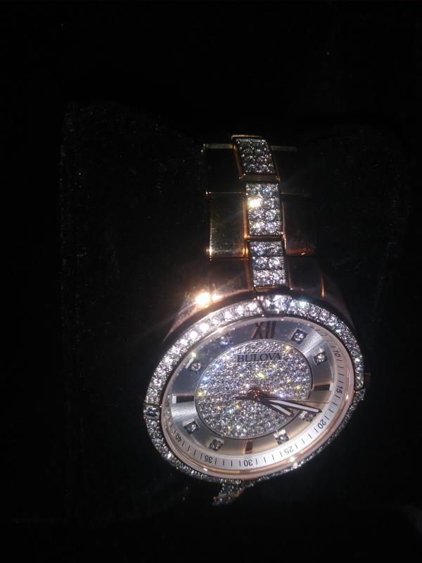 Bulova Women s Crystal Accent Rose Gold Stainless Steel Watch 98L229 Walmart