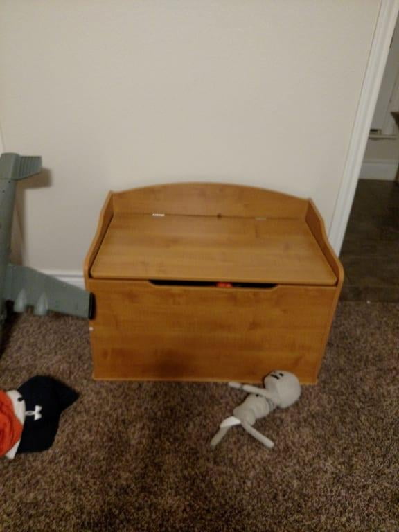 cream wooden toy box