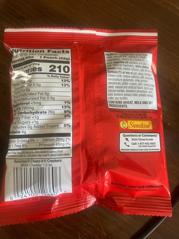White cheddar cheez its food label