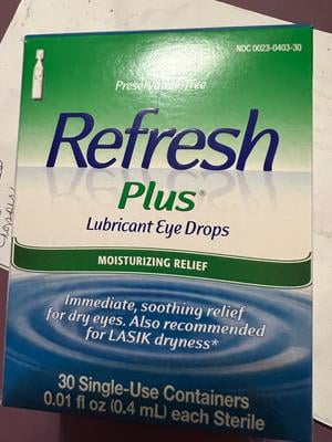 Refresh Plus Lubricant Eye Drops Preservative-Free Artificial Tears, 0.4  ml, 30 Count