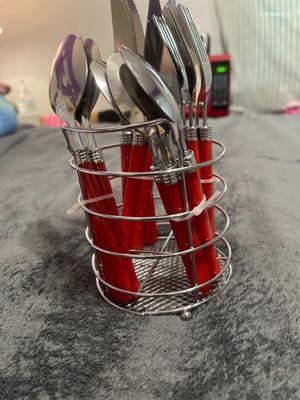 Gibson Sensations II Plastic Handle Flatware Set 16 Piece Red