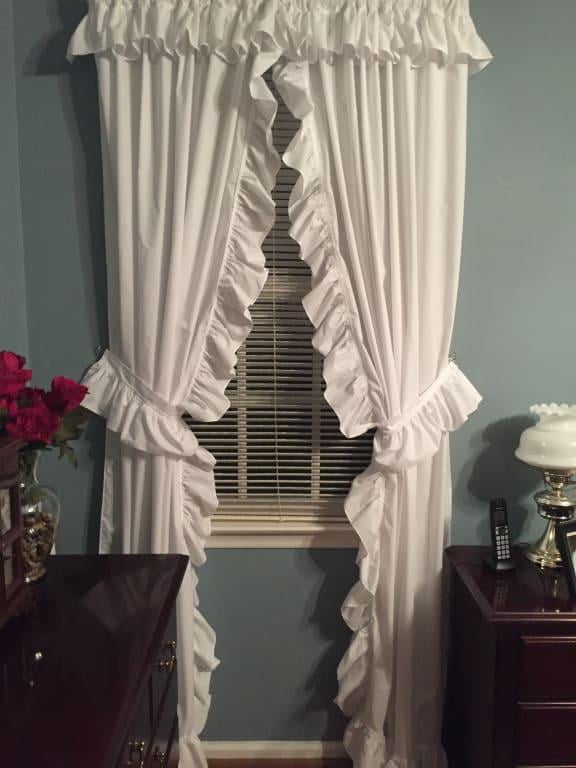 Ellis Curtain Priscillas Wide Ruffle Rod Pocket Panel Pair Com Ellis Curtain Priscillas Wide Ruffle, Blue Priscilla Curtains