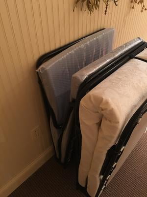 simmons beautysleep folding foldaway extra portable guest bed cot with memory foam mattress
