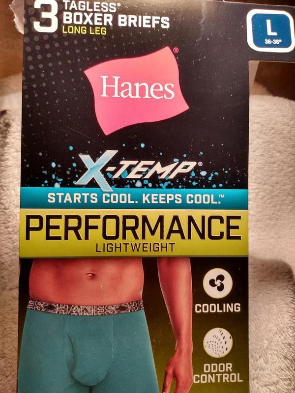 Hanes Tagless 3 Pack Boxer Briefs Long Leg X-Temp Performance Lightweight  S-XL