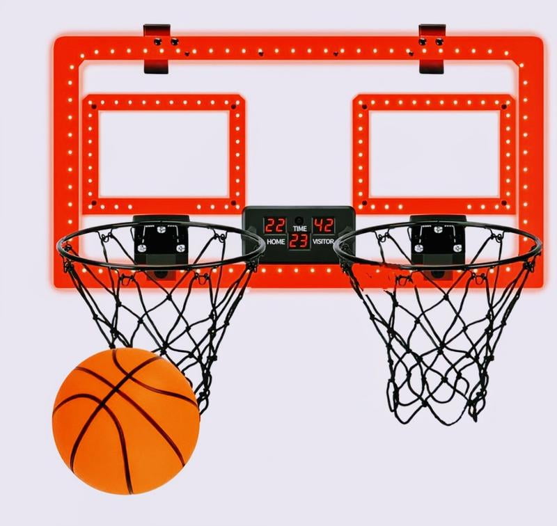 Over-the-Door Basketball Dual Hoop, Indoor Sports Game, Plastic