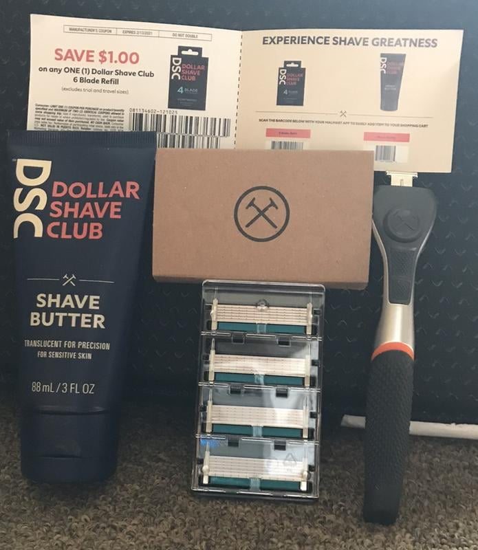 Dollar Shave Club 6 Blade Razor Bundle Grey With Shave Butter 1 Handle 4 Cartridges 3 Oz Walmart Com Walmart Com