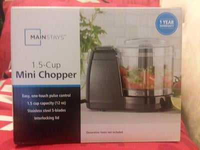Mainstays 1.5 Cup One-Touch Pulse Stainless Steel Blade Mini Food Chopper