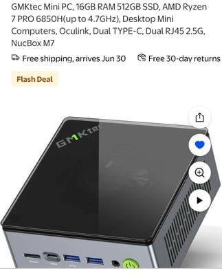 Free Shipping! GMKTec Mini PC with AMD Ryzen 7 PRO 6850H, 16GB