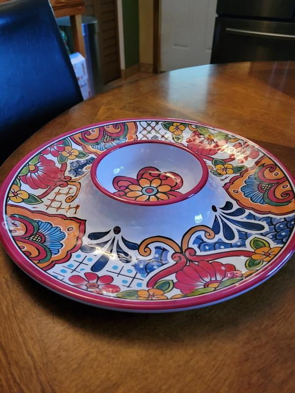 UPware Sea Life Serenade Melamine Chip And Dip Tray - 13.5 Inch Ocean Themed Serving Platter