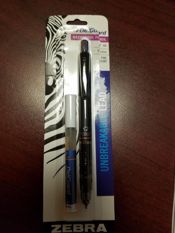 Standard #2 HB Lead Black Barrel Zebra Pen DelGuard Mechanical Pencil with Bonus Lead Refill 32-Pack Fine Point 0.5mm Point Size