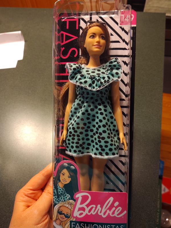 ​Barbie Fashionistas Doll #149 with Long Brunette Hair Wearing Graphic Black & & 