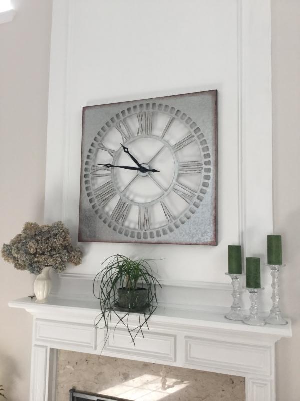 DecMode 36 Gray Metal Wall Clock with Distressing 