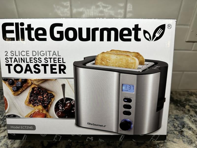 Elite Cuisine ECT2330 Stainless Steel 2-Slice LCD Toaster with