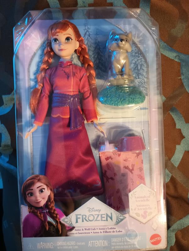 Disney Frozen Anna Fashion Doll & Wolf Cub Figure with 4 Nurturing