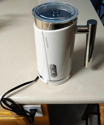 Snagshout  Huogary Milk Frother Electric Automatic Milk Warmer, Stainless  Steel Milk Steamer and Frother with Hot or Cold Milk Foam, Foamer for  Cappuccino, Coffee, Latte-N11 (white)