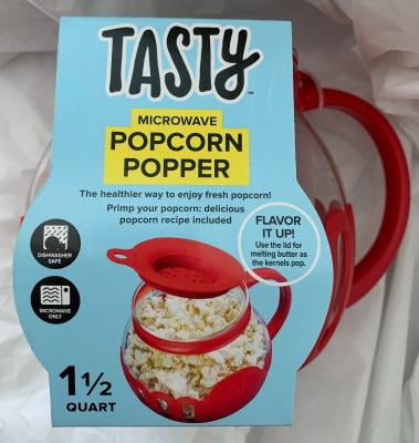 Tasty 1.5 Quart Red Borosilicate Glass Micro-Pop Microwave Popcorn Popper