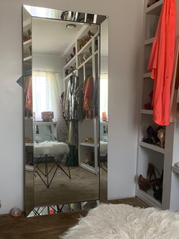 Large Silver Full Length Beveled Leaner Mirror By Coaster Company Full Length Beveled Leaner Mirror