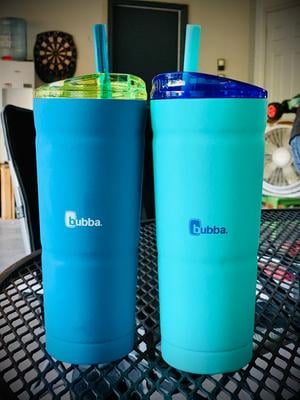 Bubba Envy Insulated Tumbler with Straw, 48oz-Ideal Travel Mug with Handle  that is Impact, Stain, Sweat, and Odor Resistant-Insulated Water Bottle to  Take on the Go- Serenity with Blue Bubble Graphic 