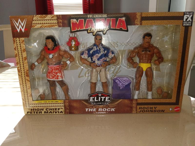 WWE, Elite Action Figure, The Rock Rocky Johnson Maivia 3-Pack