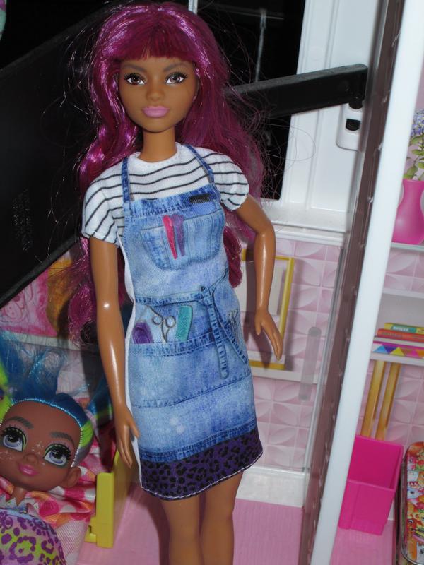 Barbie Salon Stylist Fashion Doll Dressed in Tie-dye Smock with