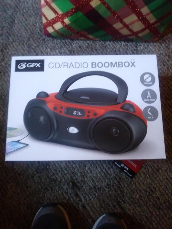 Blackweb Bluetooth Cd Player With Fm Radio Red And Black