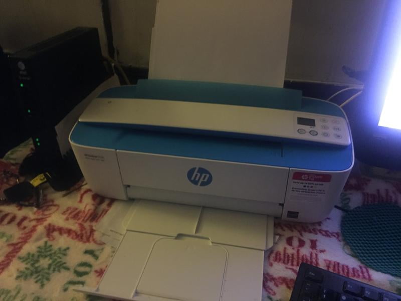  HP DeskJet 3755 Compact All-in-One Wireless Printer, HP Instant  Ink, Works with Alexa - Blue Accent (J9V90A) : Office Products