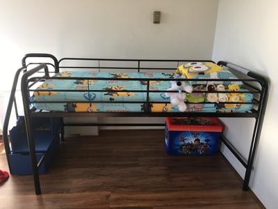 dhp junior twin metal loft bed with storage steps
