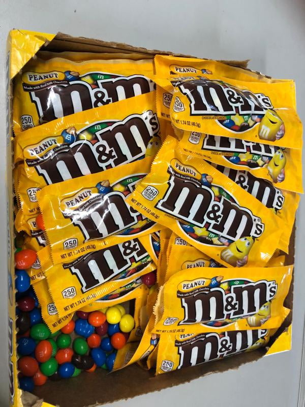 M&M'S Peanut Milk Chocolate Candy, Singles Size, 1.74 oz., 48 pk