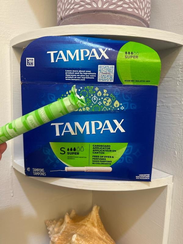 Tampax Tampons with Cardboard Applicator, Super, 40 Ct HSA/FSA