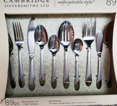 Cambridge LUMINA SAND Stainless Flatware Set of 4 Place/Oval Soup Spoons 