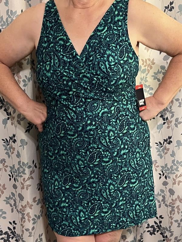 lands end swim dress sam's club Lands' End Women's Mid-Weight V-Neck UPF 50+ Swim Dress (Black, XXL)