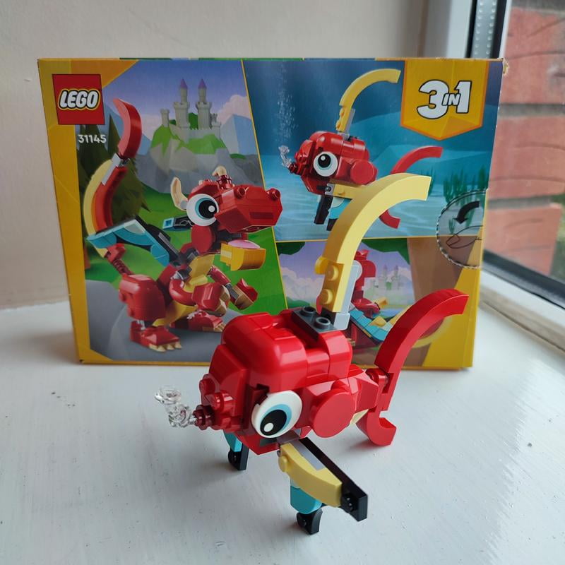 LEGO, Creator 3 in 1 Red Dragon Toy, 31145, Animal Toy Set