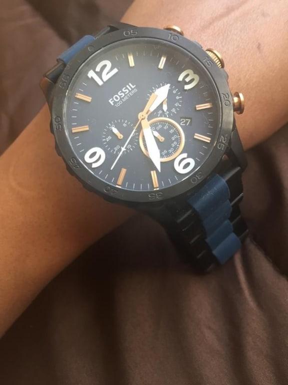 [Super ≈ Günstiger Preis] Fossil Nate Chronograph Black Dial JR1401 Men\'s Ion-plated Black Watch