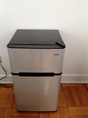 Haier 3.2 Cu Ft Two Door Refrigerator with Freezer HC32TW10SB, Black 