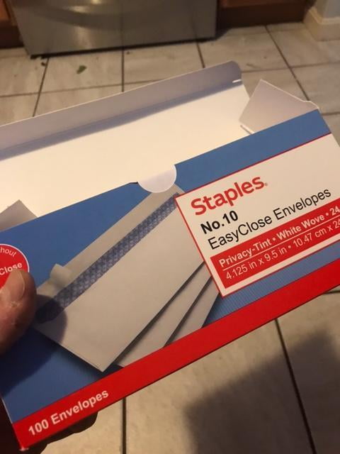 Staples, Security-Tint Envelopes, #10, 4 1/8