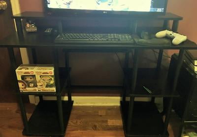 Furinno Turn N Tube Computer Desk With Top Shelf Espresso Black