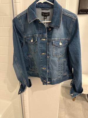 Free Assembly Women's Cropped Denim Jacket with Long Sleeves