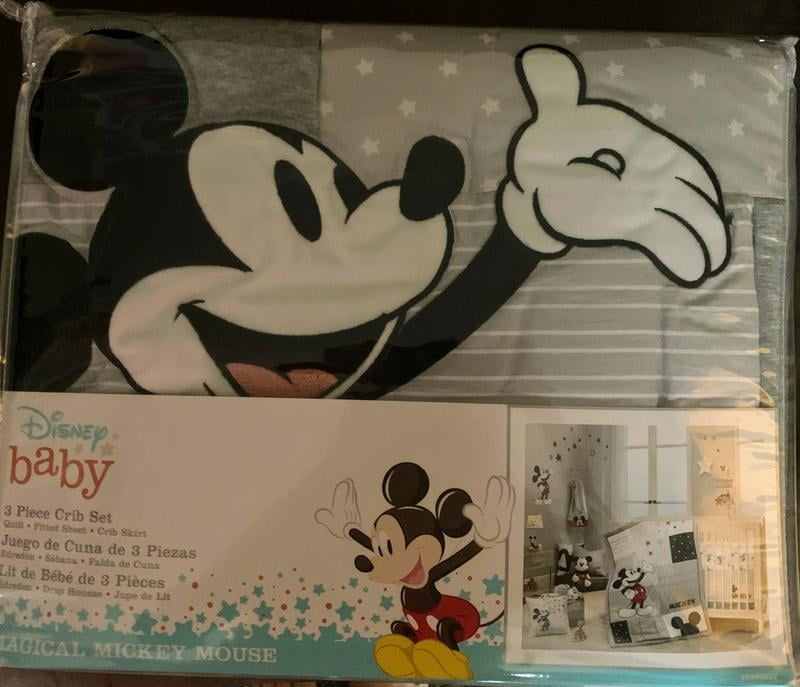 Lambs Ivy Disney Baby Magical Mickey Mouse 3 Piece Crib Bedding Set Gray Walmart Com Walmart Com