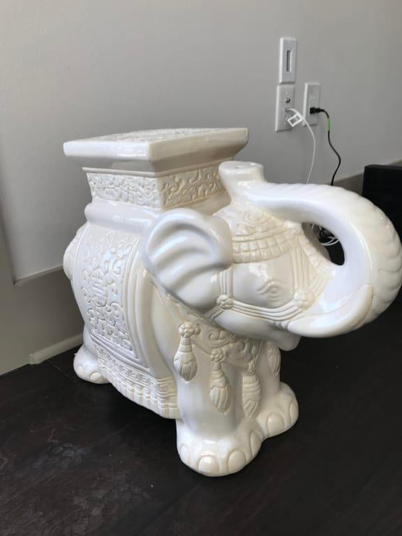 Large Porcelain Elephant Stool