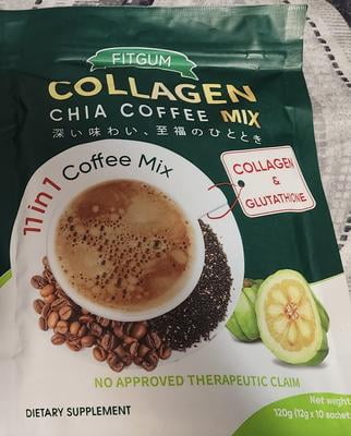 slimming coffee with collagen and glutathione reviews FITGUM 20X Collagen Chia Coffee, 11 in 1 Shape Coffee Mix, Collagen Drink  with Glutathione