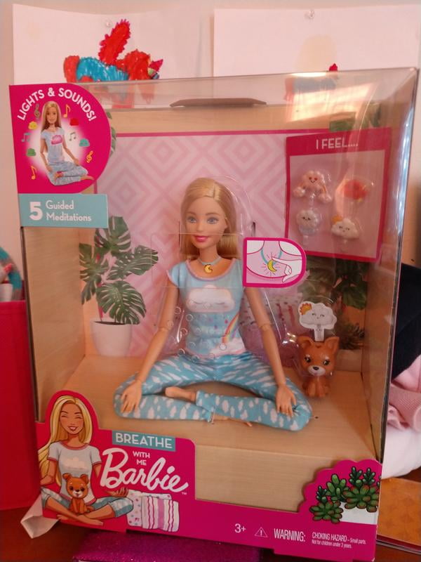 Barbie Breathe with Me with 5 Lights & Guided Exercises, Puppy and 4 Emoji Accessories - Walmart.com