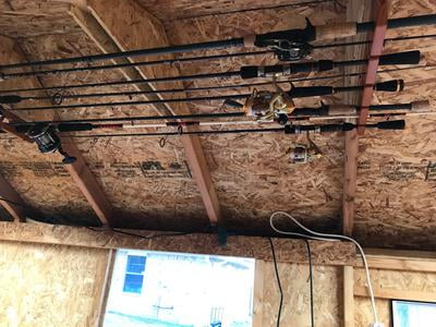 Organized Fishing Wooden Ceiling Horizontal Rod Rack 9