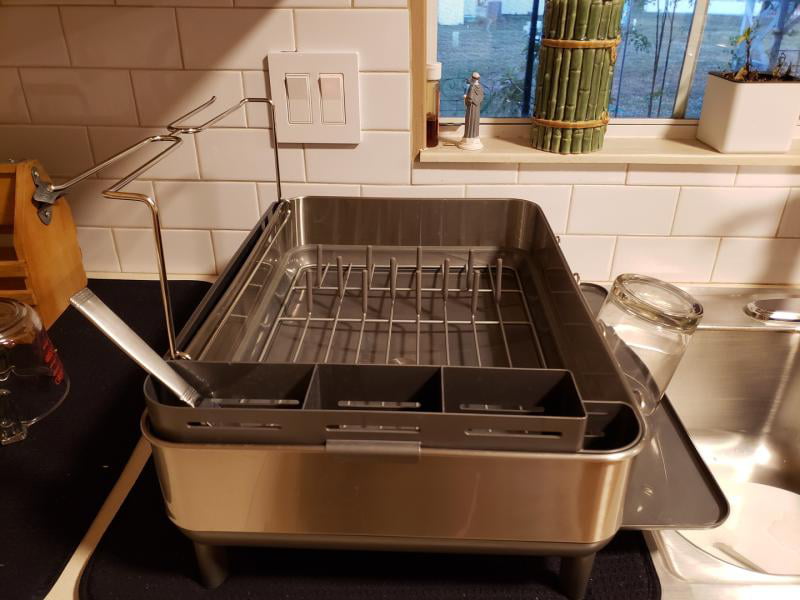 simplehuman Kitchen Dish Drying Rack, Fingerprint-Proof Stainless Steel  Frame, Grey Plastic 