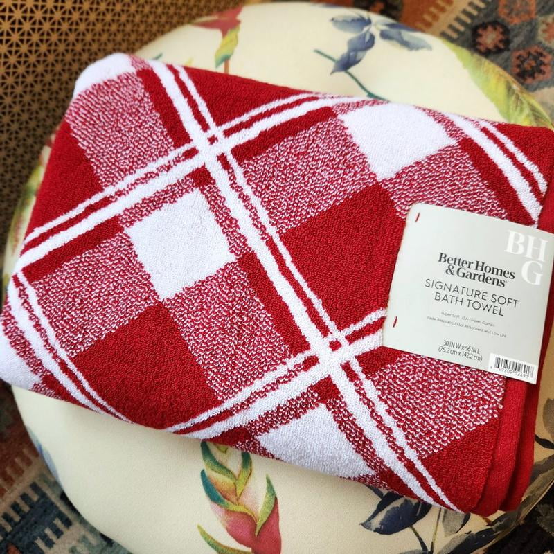 Red plaid bath towels cheap