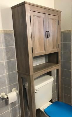 Better Homes Gardens Modern Farmhouse Over The Toilet Bathroom Space Saver With Three Fixed Shelves Rustic Gray Finish Walmart Com Walmart Com