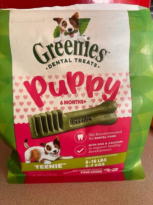 Greenies Puppy Teenie Size Natural Dry Dental Treats for Dogs 12 oz Pack 43 Treats Walmart