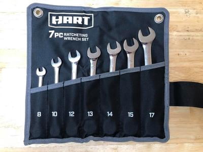 HART 7-Piece MM Ratcheting Wrench Set with Tool Pouch, Chrome